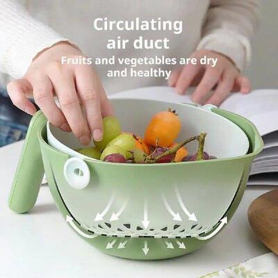 Plastic Drain Basket Storage Basket Rotating Double Layer