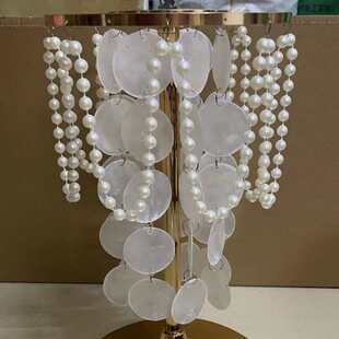 贝壳珍珠立柱道具结婚场景布置宴会餐桌欧式电镀烛台花艺摆台桌花