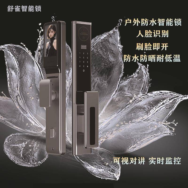 新款人脸识别户外防水防冻智能锁防晒耐低温户外密码锁全自动指纹