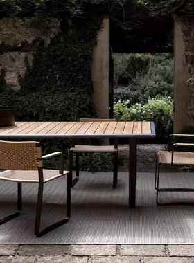 户外桌椅绳编休闲阳台藤椅组合庭院民宿设计师柚木餐桌铝合金家具