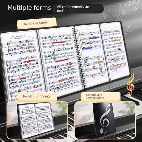 钢琴乐谱夹文件夹展开式不反光曲谱琴谱折叠透明插页不反光可修改折叠透明插页架子鼓钢琴谱夹册活页收纳册本