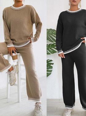 Women's woven suit, women's home wear, two-piece pullover