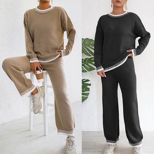 Women's woven suit, women's home wear, two-piece pullover