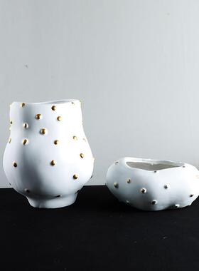 现代简约白色波点花瓶摆件样板房家居客厅艺术家居软装饰品摆设