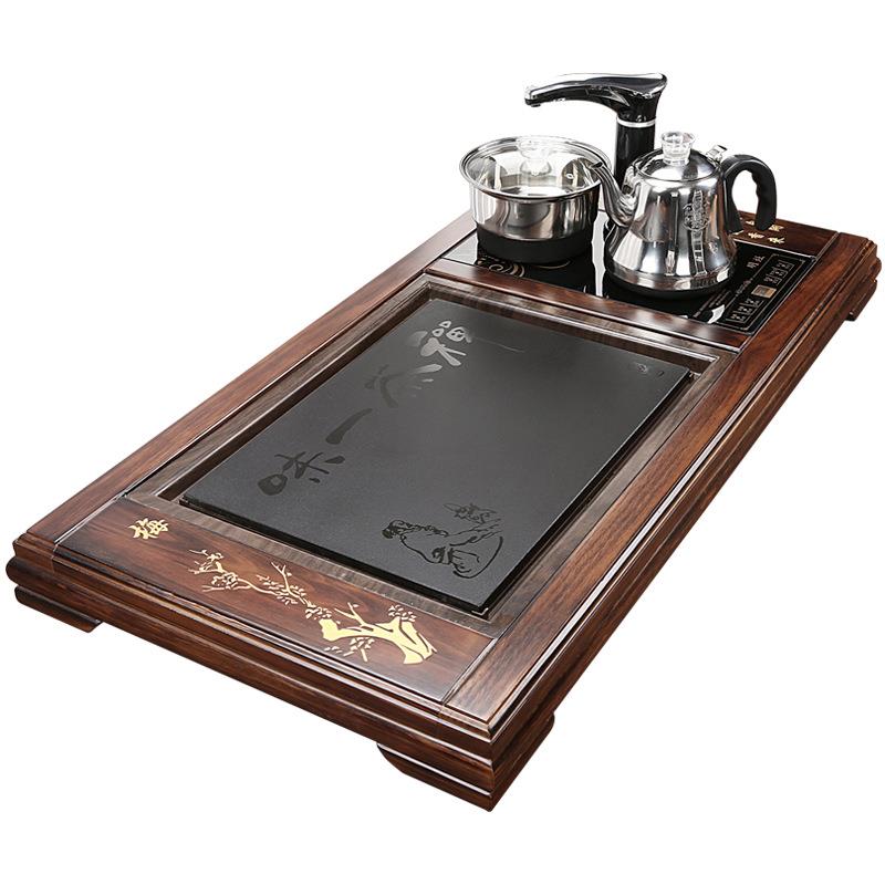 全自动茶盘实木家用新款石茶台烧水壶一体大茶海茶具套装排水托盘