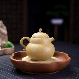 茶壶批发宜兴手工紫砂壶原矿芝麻段泥贴花葫芦泡茶壶茶具