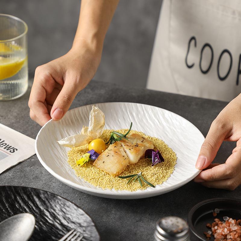 ins北欧盘子西餐盘牛排盘意面冷菜盘家用陶瓷餐具牛扒盘圆碟子-2