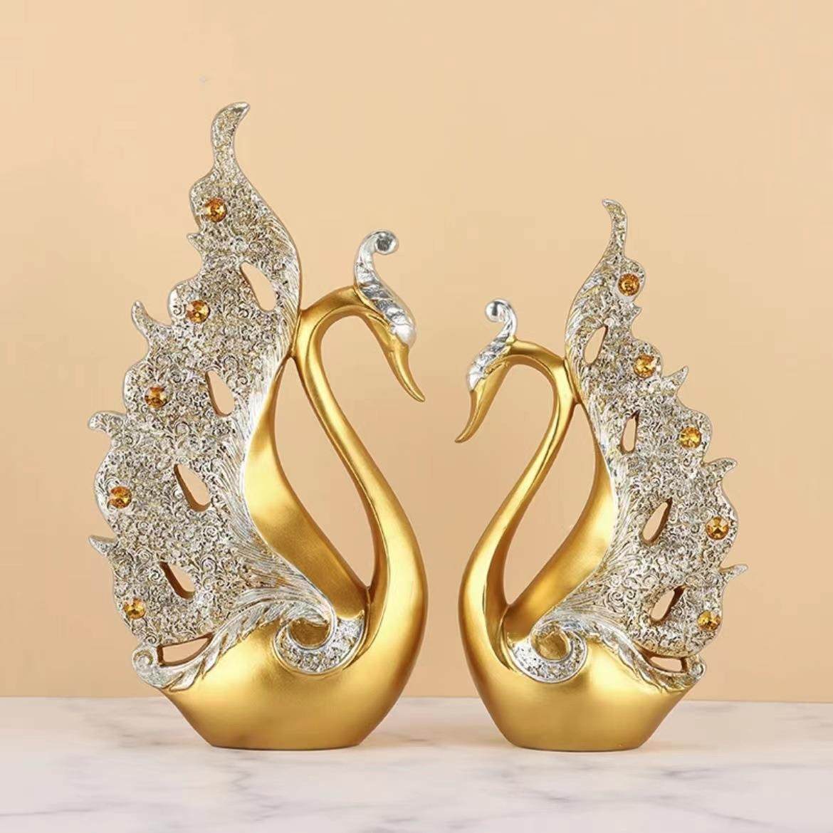 客厅电视柜摆件轻奢高档2025新款情侣天鹅家居客厅酒柜装饰品中式,家居饰品,装饰摆件,淘宝优惠券,粉丝福利购,淘宝优惠卷