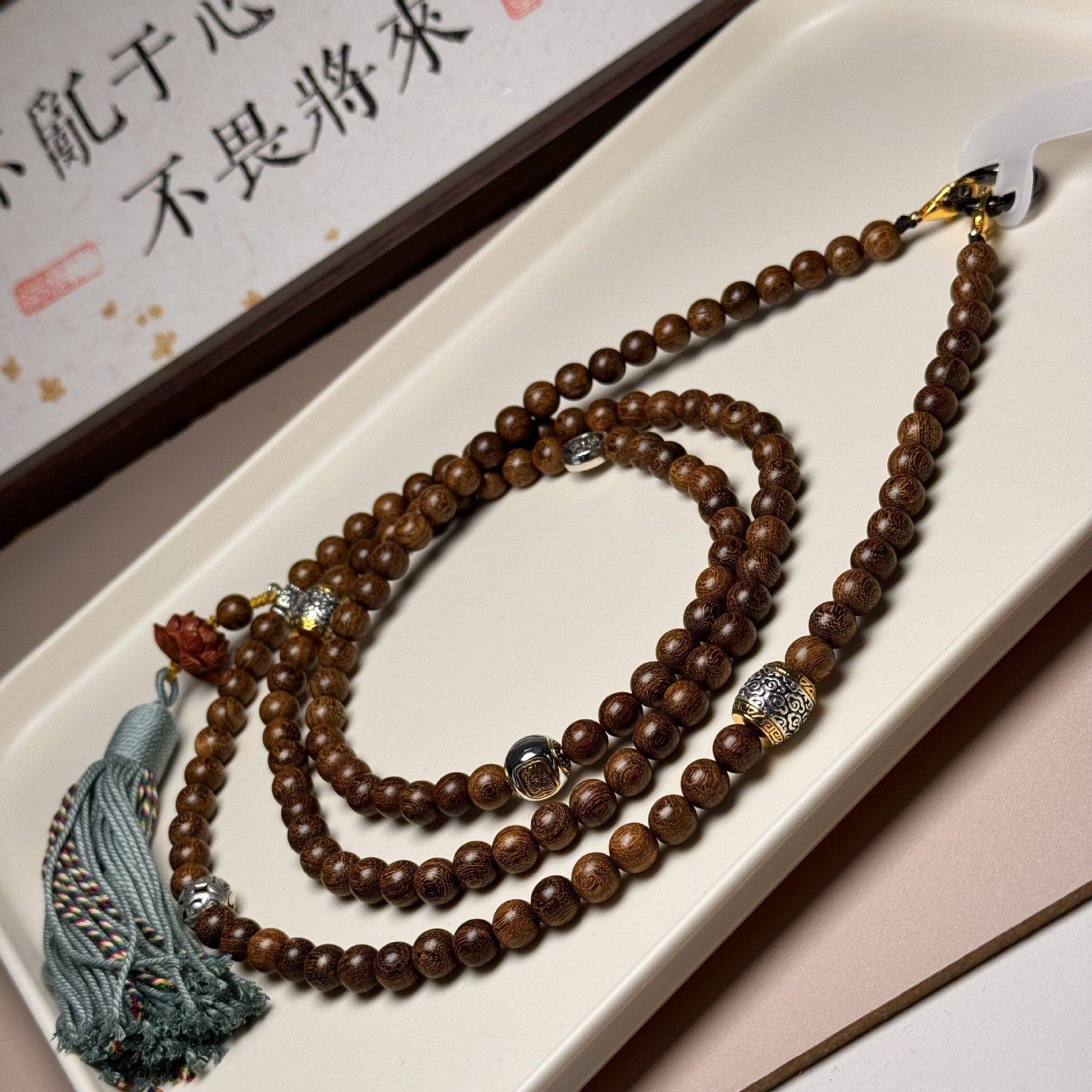 2026金丝檀木手机斜挎多用链菩提念珠新中式文艺背背链项链女多层