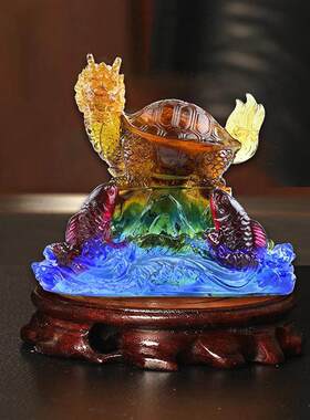 集雅轩宋韶光大师2025蛇年吉祥物生肖属鸡 金鳌红鲤 琉璃摆件礼品