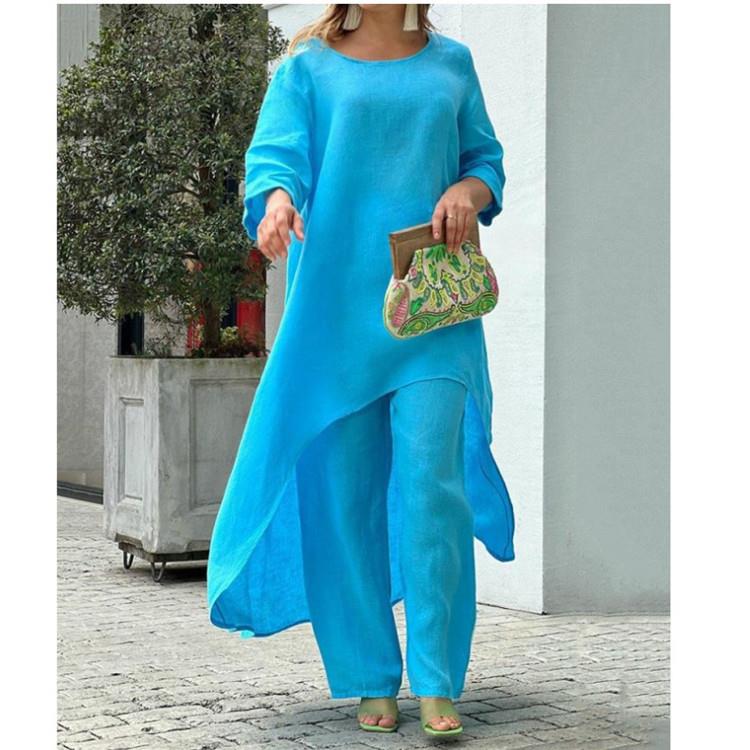 women trousers outfits cotton linen long-sleeved pants