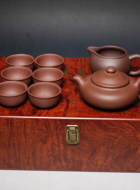 一公紫砂宜兴原矿紫泥紫砂壶手工紫砂壶套壶乳丁八件套茶具套装