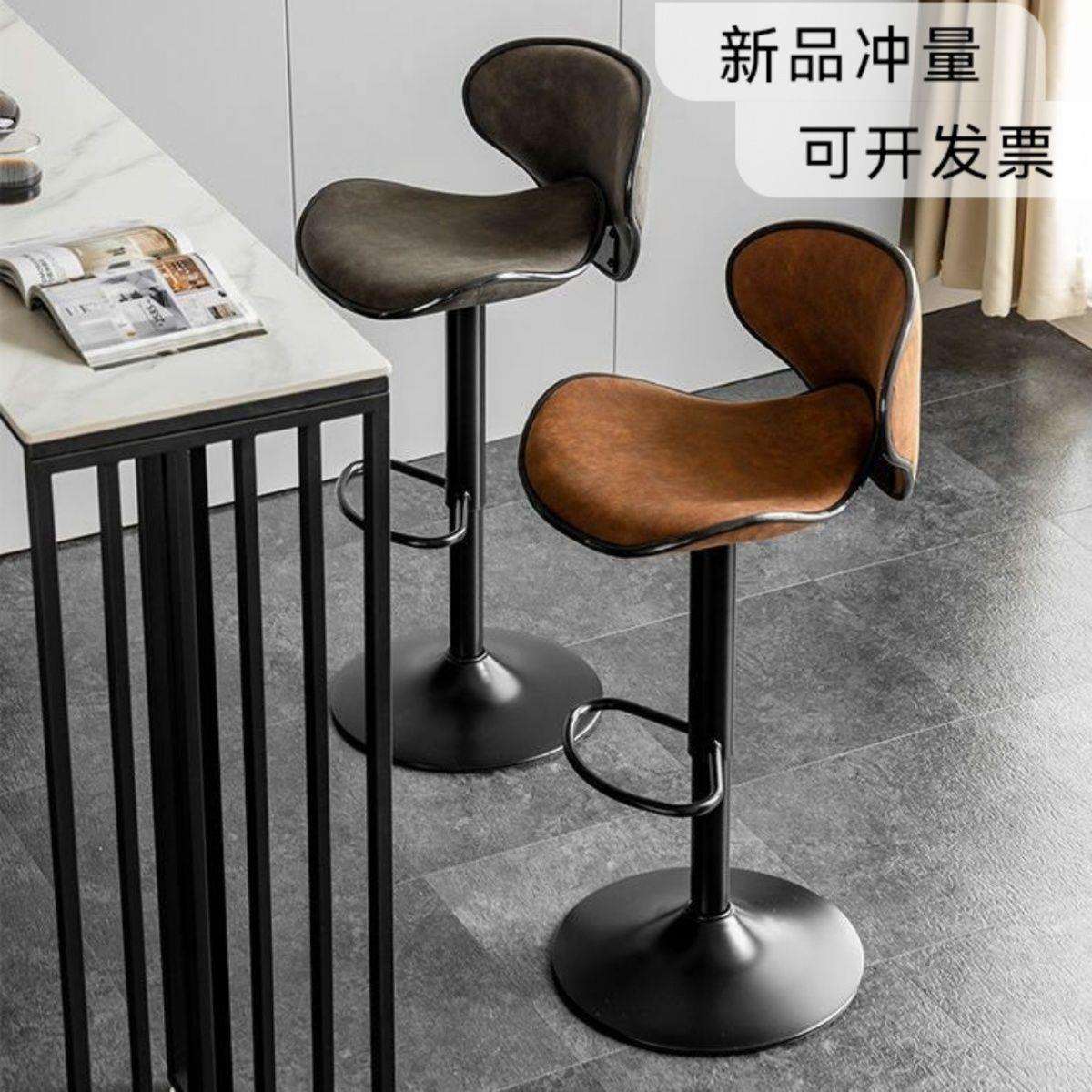 吧台椅子复古轻奢高级家用靠背可调节椅子吧台凳子酒吧椅前台椅子