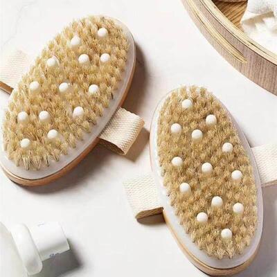 Natural Bristle Brush Soft Wet Dry Skin Body SPA Brush Bath