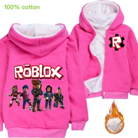 ROBLOX卡通开衫外套纯棉连帽拉链加厚男女童棉衣2022冬季加绒衣服