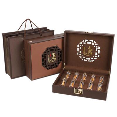 新款那曲虫草包装盒镂空冬虫夏草10管皮盒礼品盒空盒现货可定制