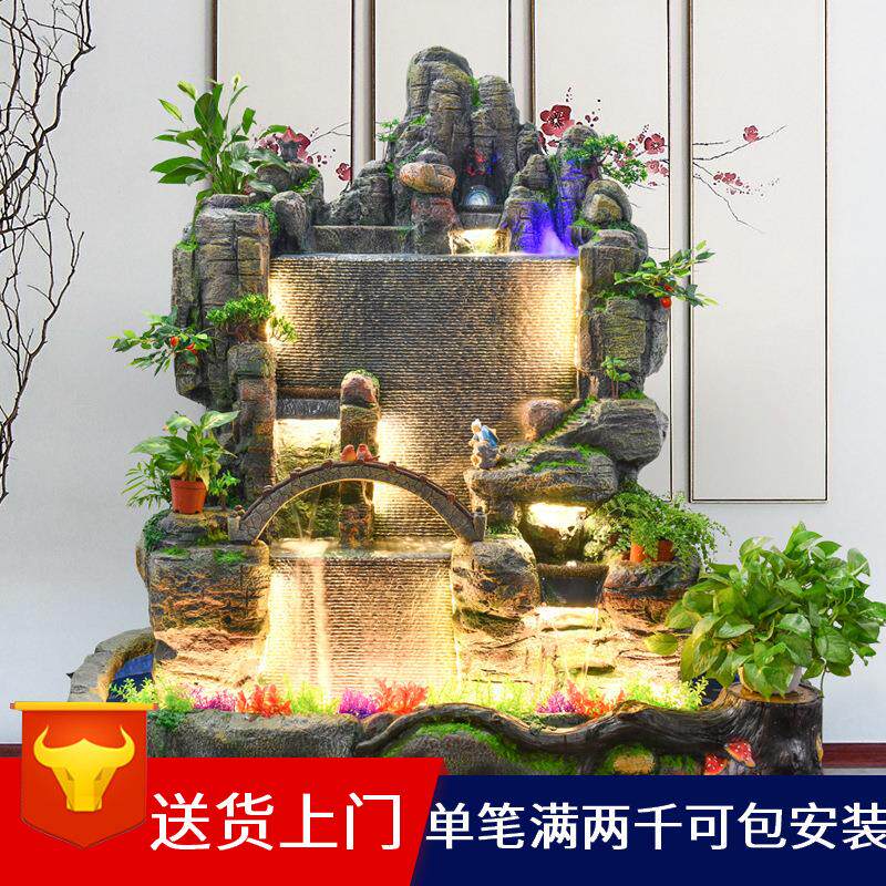 假山流水喷泉客厅公司花园庭院鱼池鱼缸造景观水景风水轮落地摆件