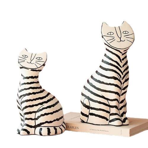 条纹猫创意家居装饰摆件客厅电视酒柜办公桌面现代简约工艺品