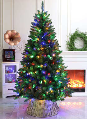 1.8米大型落地圣诞树落雪植绒树仿真绿色带灯自动树商超节日摆件