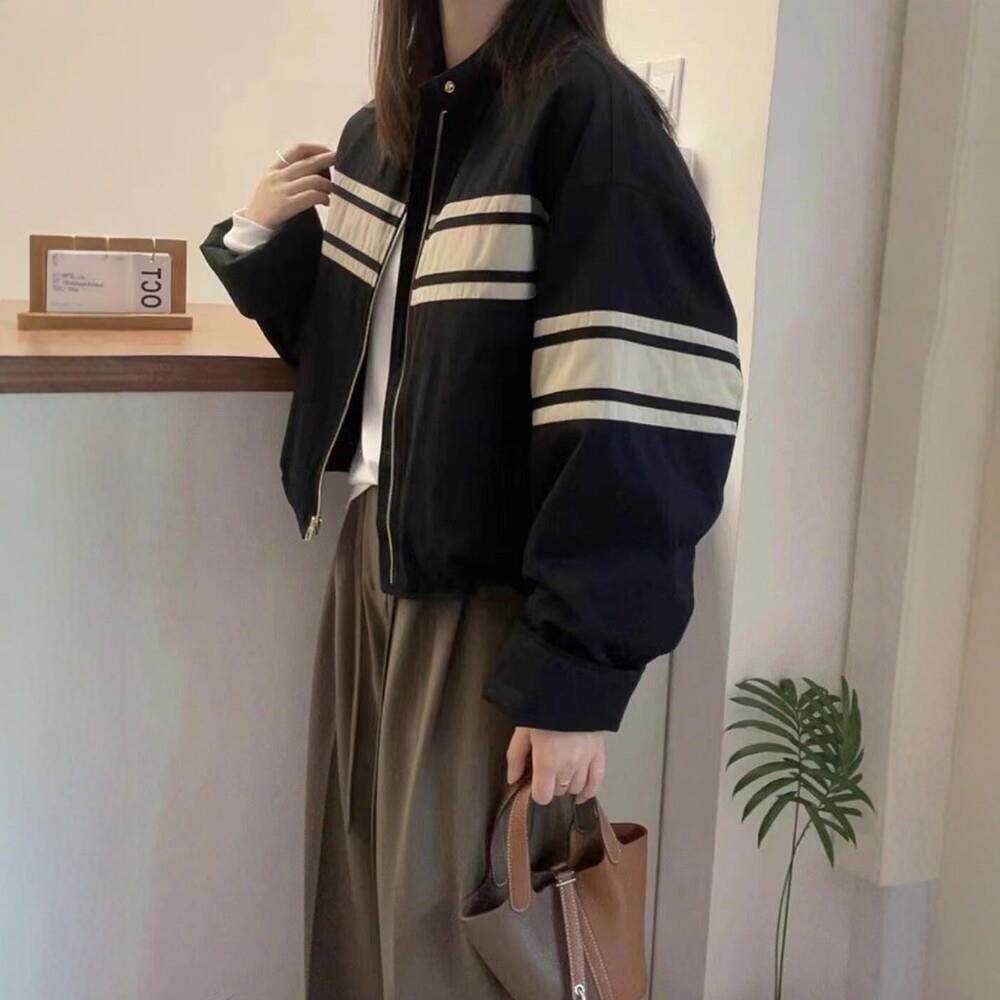 日系棒球服外套女春秋季2025新款小个子短款休闲时尚宽松夹克上衣