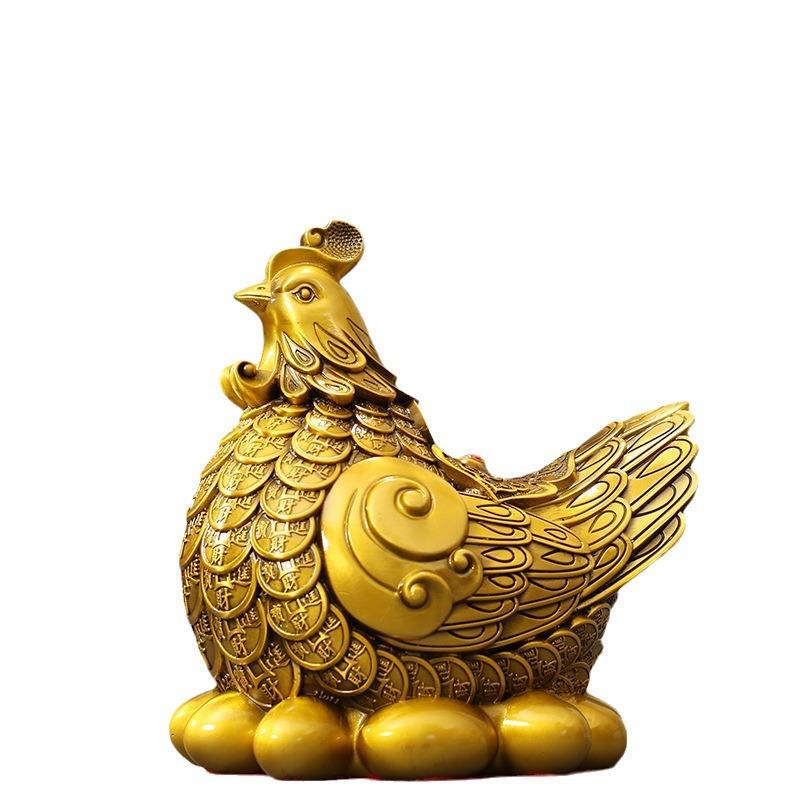 金鸡生财工艺品摆件金鸡下单铜摆件家居客厅装饰办公室桌面铜摆饰