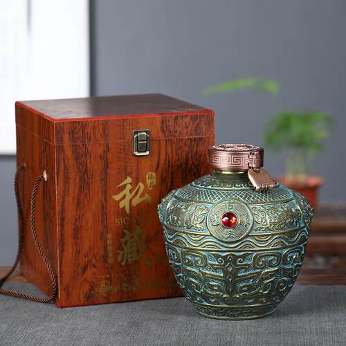 景德复古陶瓷空酒瓶泡酒坛5斤装带礼盒家用密封酒壶藏酒坛摆件