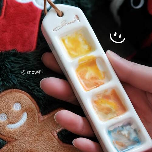 复古燕麦系列｜snow乔水彩手作陶瓷调色盘｜手工陶瓷手作微瑕