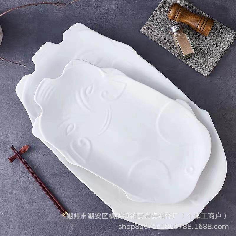 喜事宴席特色烤乳猪陶瓷盘子中式餐厅创意烧猪餐盘酒店个性猪形盘