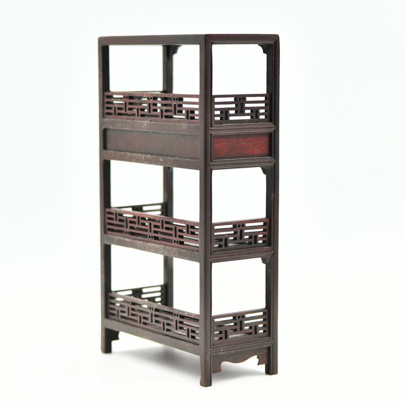 仿古明清微缩小家具模型红木工艺品木雕小摆件红酸枝迷你书架