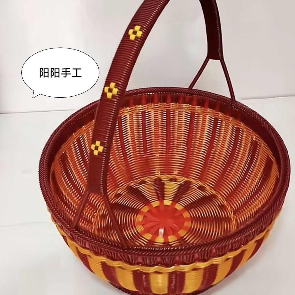 成品菜篮子手提结婚庆传统水果篮野餐篮背篓家用手工编织篮子拜拜