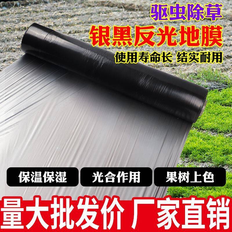 银黑双色反光银灰地膜果树专用除防长草黑色胶纸薄膜农用种植加厚