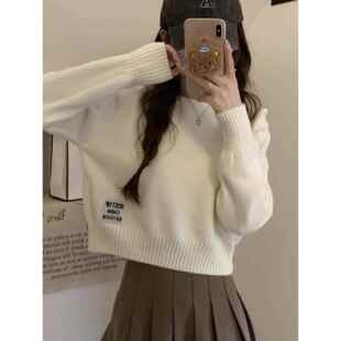 1014r秋冬季短款小个子内搭毛衣女加厚宽松时尚新款百搭针织打底