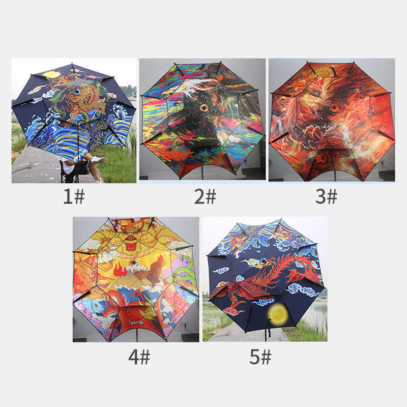 新款钓鱼伞万向户外遮阳防雨钓鱼伞 2.2米 2.4米数码印花折叠黑胶