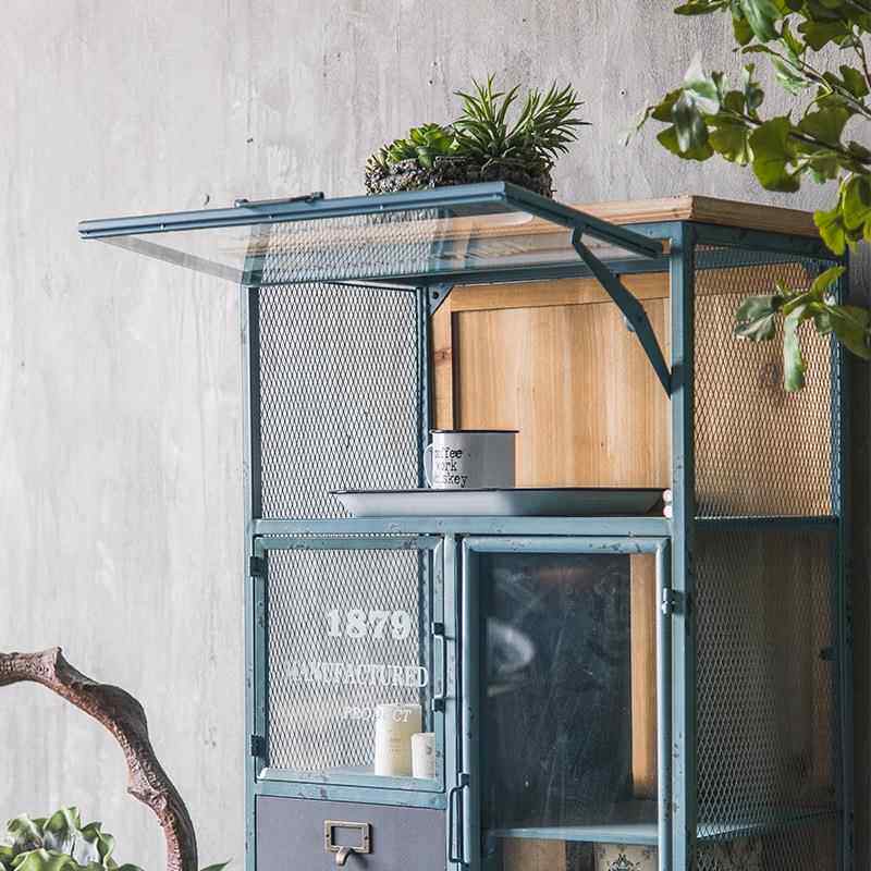 古美式怀旧复铁厅艺餐边柜实木储物柜客展示柜72678创意多门业工