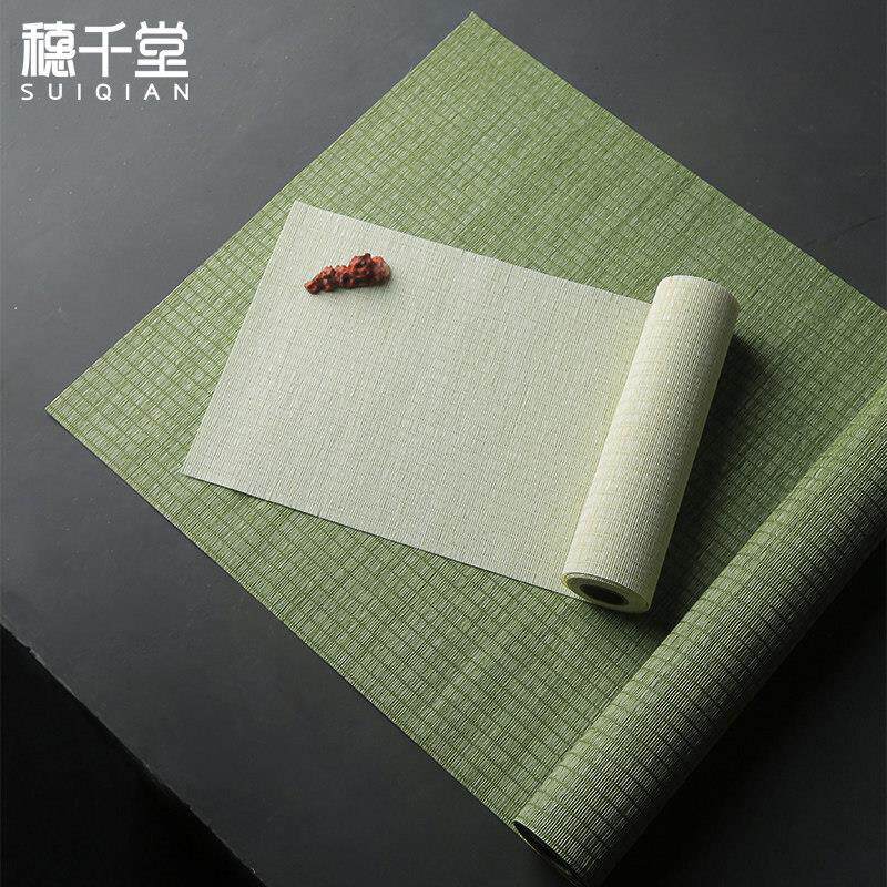 新中式禅意茶席垫子干泡台茶席桌布香云绿编茶席防水茶席茶席桌旗