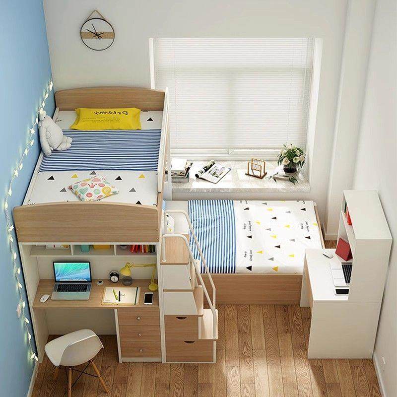交桌错上AJJ式下床成人高母低床儿童床多功能小户型上床下桌带书