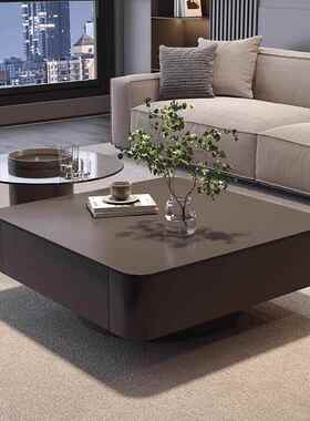 Tal高级感轻奢意式方形岩板茶几小户型现代简约客厅家用黑色茶桌