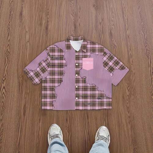 Men's Digital Print Short Sleeve Shirt, Casual Printed Cool