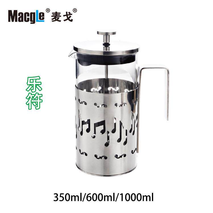 乐符法式滤压壶耐高温玻璃杯Frenchpress咖啡壶耐热玻璃法压壶