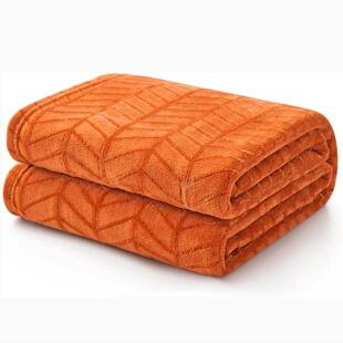 Throw Blanket Burnt Soft Fleece Flannel Orange Blank Brushed