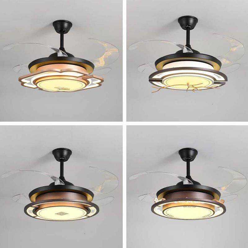 现代新中式吊扇灯客厅led吊灯遥控隐形电风扇灯古典大厅餐厅灯具