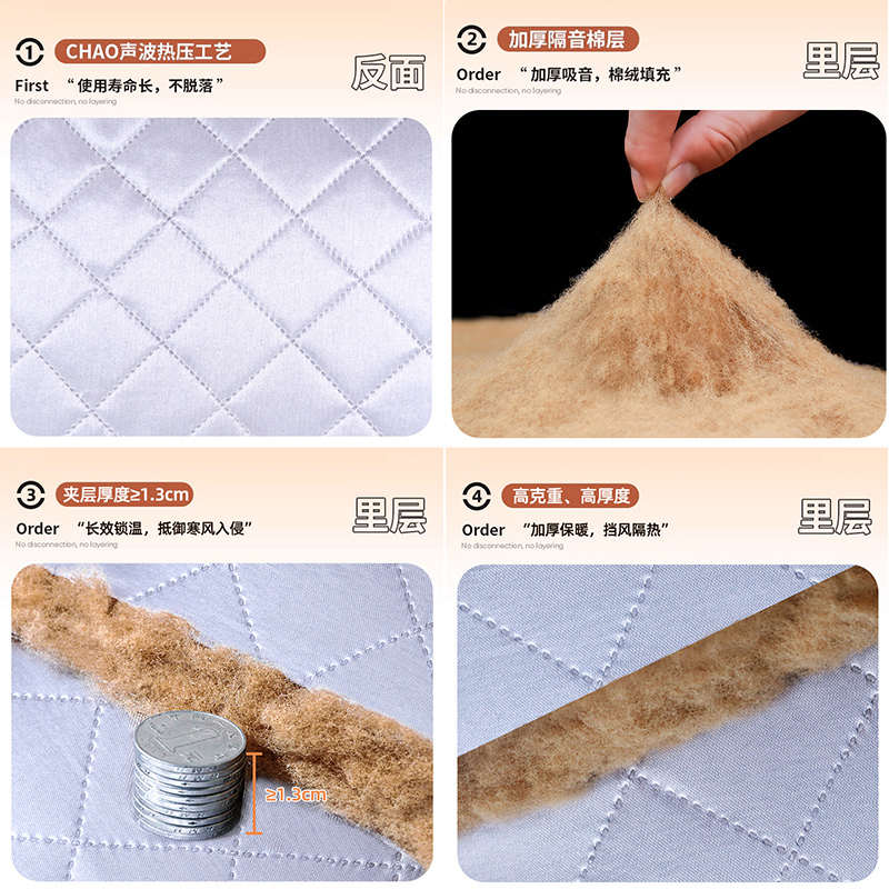 防风保暖窗帘冬季防寒窗户挡风免打孔密封加厚棉保温飘窗隔音门帘