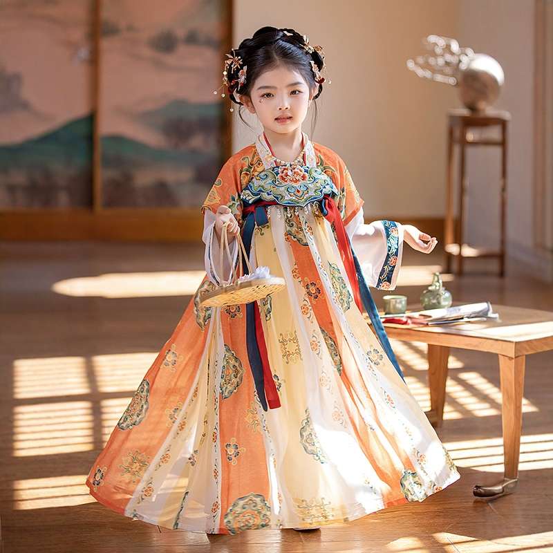 臻品敦煌之美！ 110-160女童春夏古装敦煌飞天汉服裙 色彩明艳唐