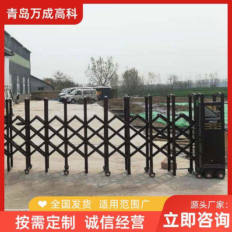 厂房工地不锈钢电动伸缩门折叠遥控大门铝合金小区自动推拉门