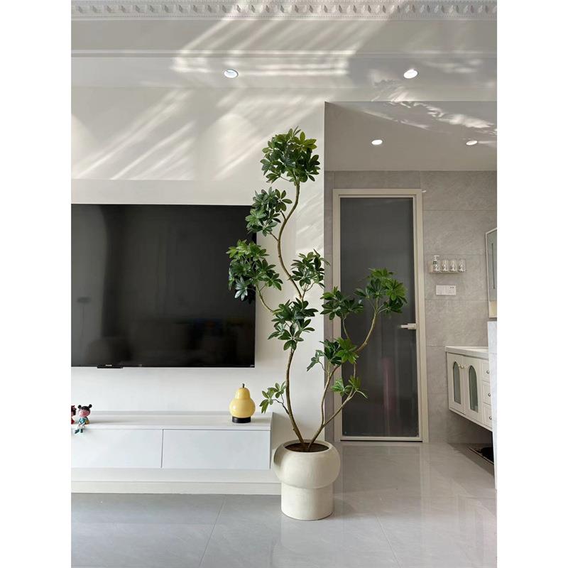 海虹景品鸭脚木仿真绿植室内仿生盆栽高端轻奢客厅大型落地假植物