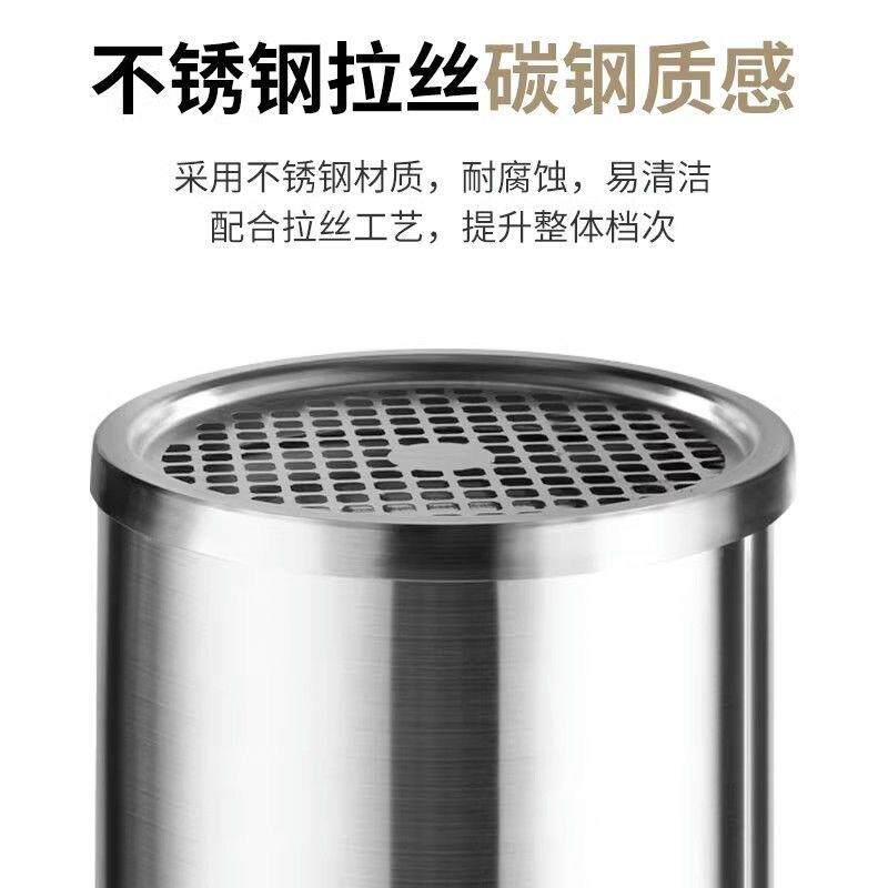 不锈钢圆形垃圾桶带烟灰缸商用公共场所酒店电梯口户外立式烟灰桶
