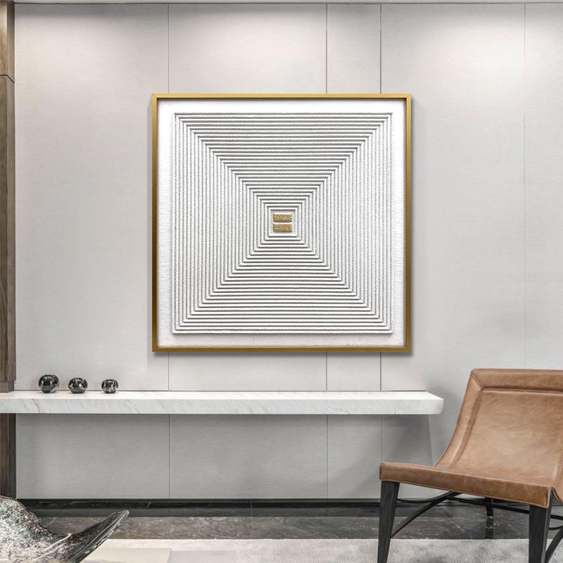客厅现代简约装饰画纯手工木板雕刻砂岩肌理装置画 书房玄关壁画