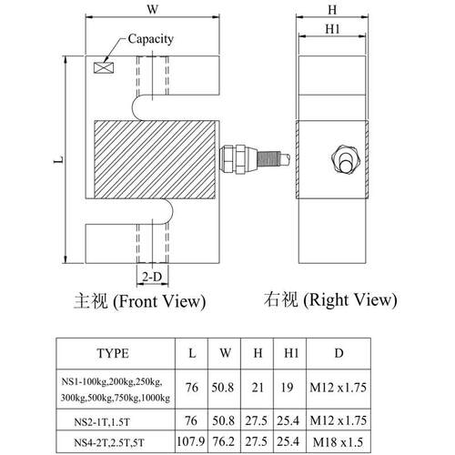 mavi湾n台足立NS1传感器S型重传感器NSG1称足立-300K 2吨重量模块