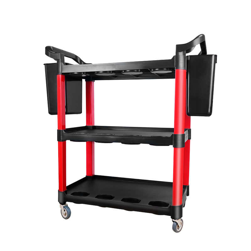 汽车美容洗车店工具车通用多功能塑料三层收纳移动手推车架商用