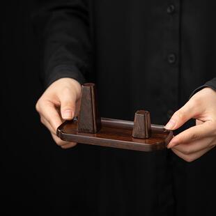 黑檀木晾壶架实木盖置磁吸壶盖托茶壶架紫砂壶配件茶道零配摆件